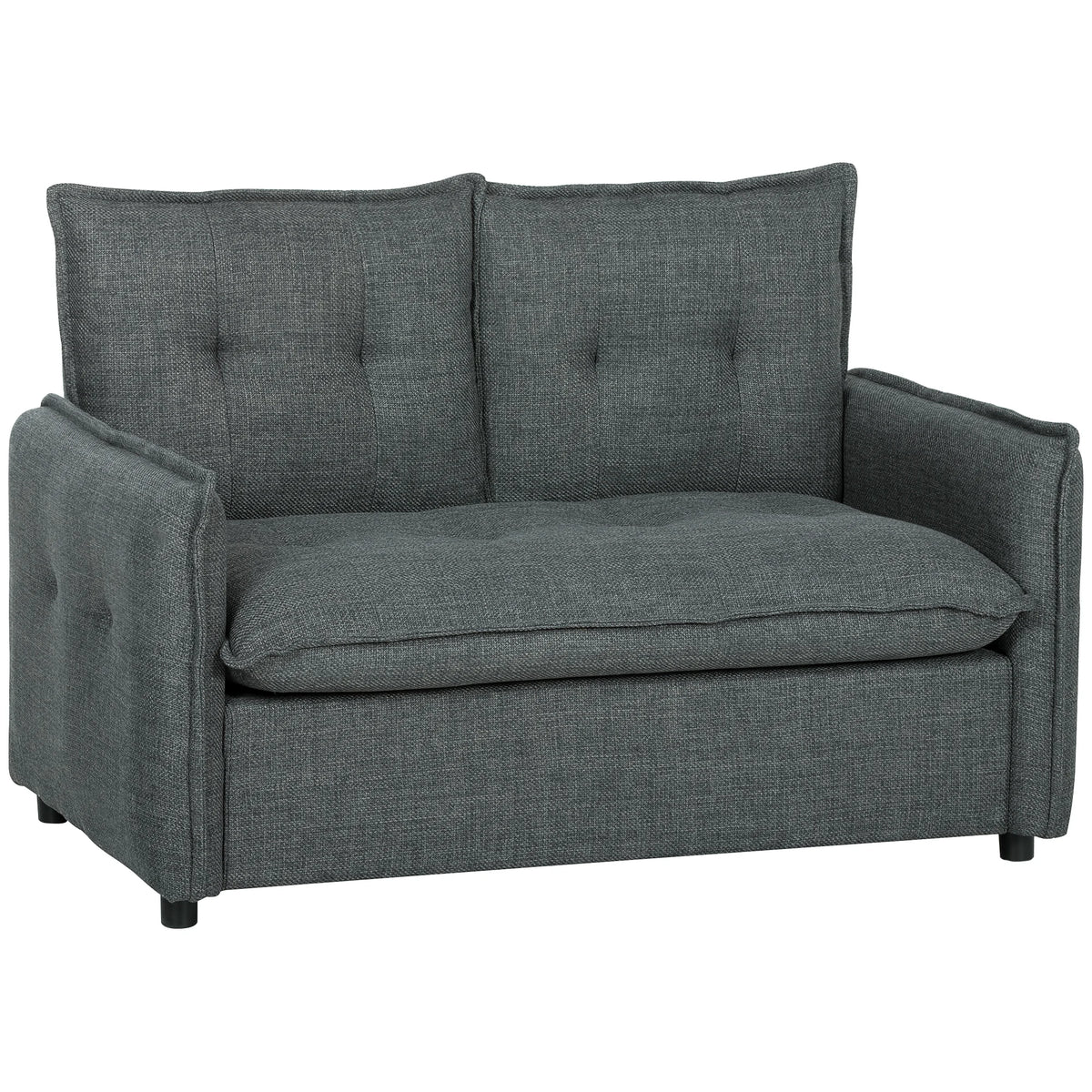 Sofa 2-seat HOMCOM, Modern Living Room sofa cm With Padded Sit, Spring cushions, Fin fabric, Dark Grey