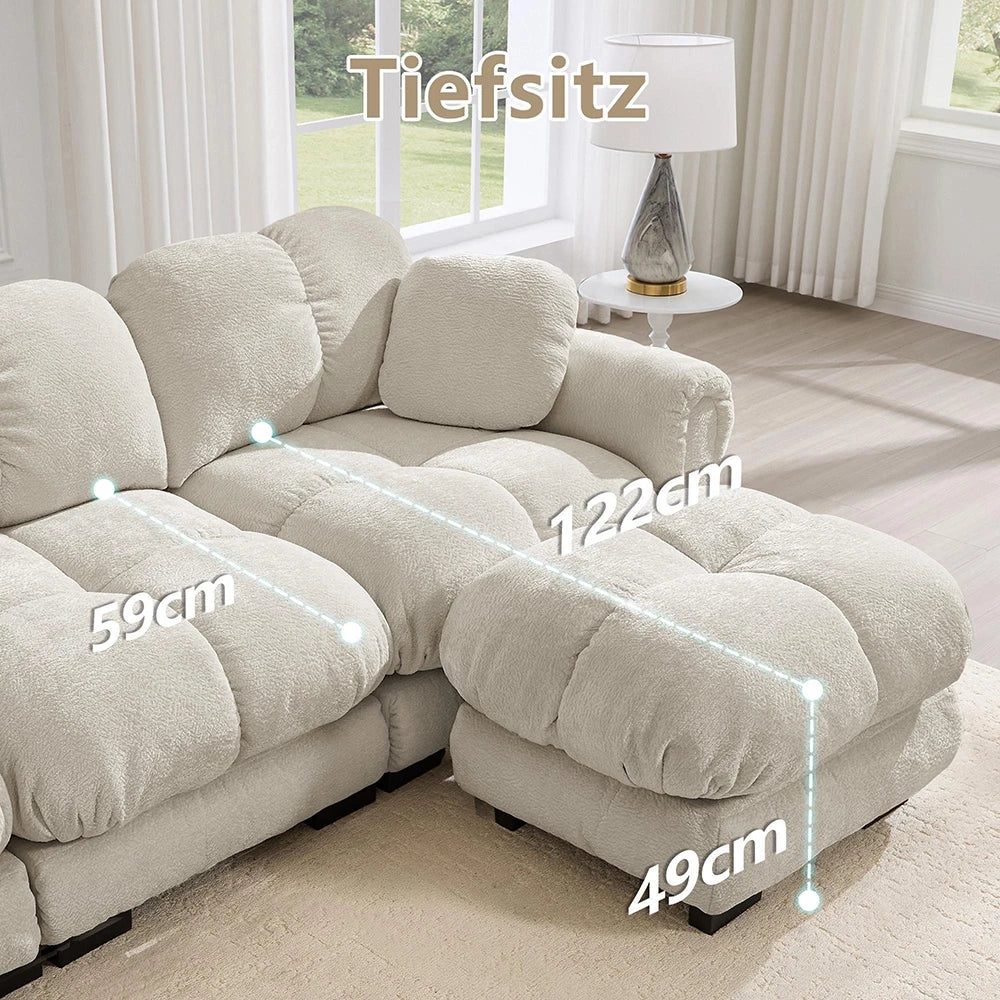 Canapé modulaire 4 places KOMHTOM – Tissu chenille doux & Design matelassé