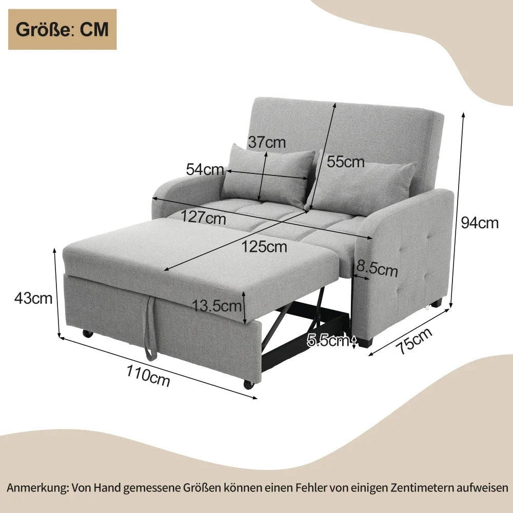 Canapé-lit pliant multifonctionnel, canapé à dossier réglable, idéal pour les petits appartements et les dortoirs étudiants, canapé-lit confortable 180x127cm