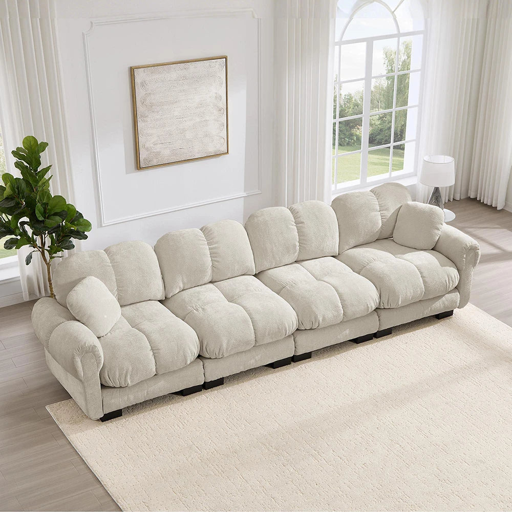 Canapé modulaire 4 places KOMHTOM – Tissu chenille doux & Design matelassé
