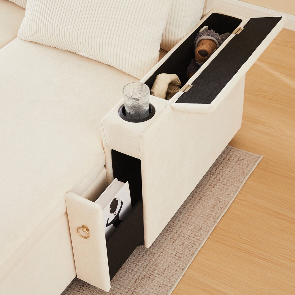 Canapé-Lit Convertible avec rangement - Design Moderne Blanc
