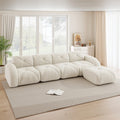 4-Seater U-Shaped Frameless Modular Combination Sofa Set Complete with 2 Matching Stools, Cozy Plush Comfort Fabric Sofa, Stable Non-Slip Base, Ready To Use Without Assembly, Stylish Leisure Couch for Family Living Room Indoo